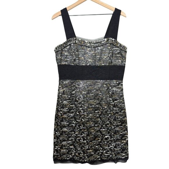 Aysha Women’s Tweed Sleeveless Dressy Mini Dress Metallic Weave Black Multi - Picture 1 of 16